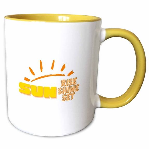 3drose, Image of Quote About Summer Sunrise, Sunshine, Sunset, 11oz Two-tone Yellow Mug