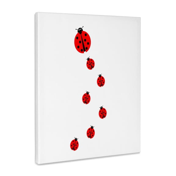 3dRose, Image with many different sized ladybugs on white background., Museum Grade Canvas Wrap 11x14