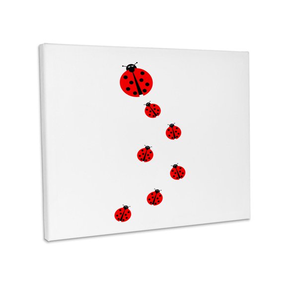 3dRose, Image with many different sized ladybugs on white background., Museum Grade Canvas Wrap 14x11