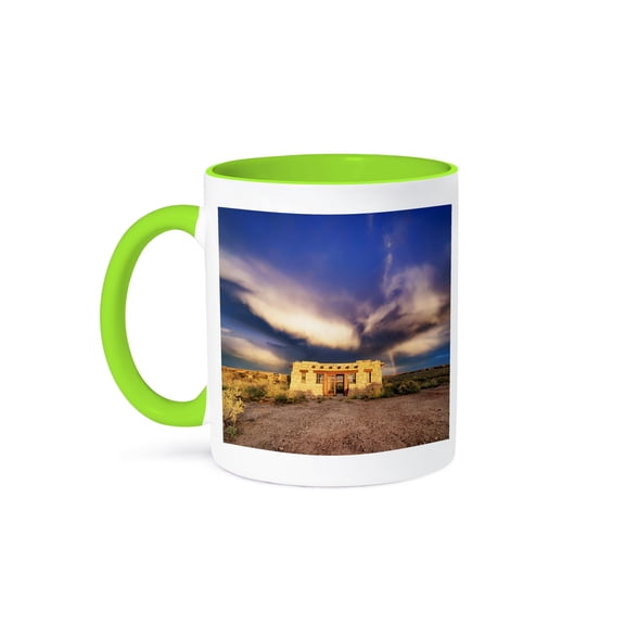 3dRose, Indian Dwelling in Petrified Forest National Park, 15oz Two-Tone Green Mug