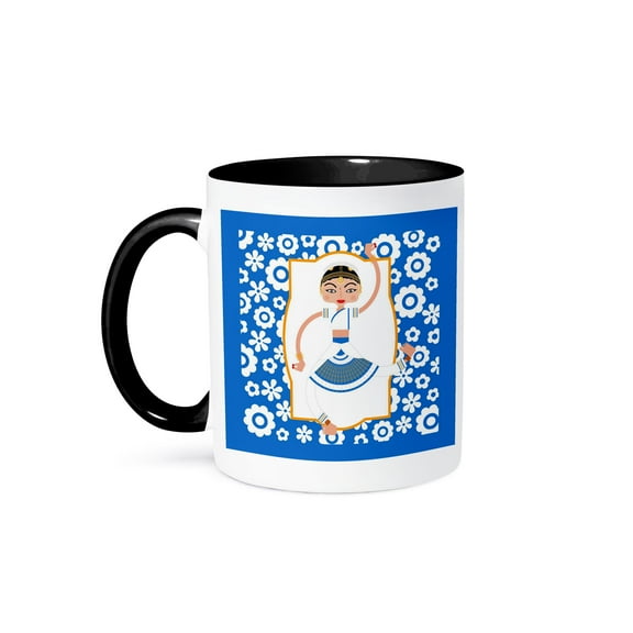 Indian Dancer Cartoon, 11oz Two-Tone Black Mug