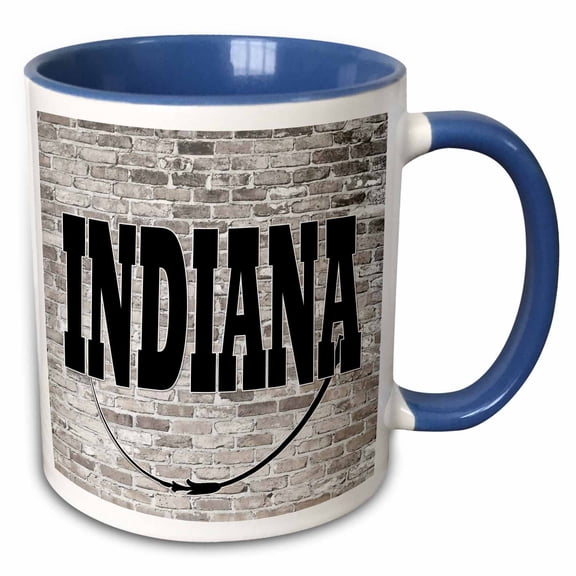 3drose, Indiana. State Capital Is Indianapolis., 11oz Two-tone Blue Mug
