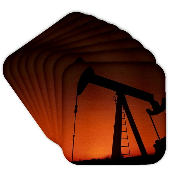 3drose, Industry, Oil Rig, Tulsa, Oklahoma - Us37 Bba0002 - Bill Bachmann, Set of 8 Coasters - Soft