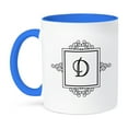 thumbnail image 1 of 3dRose, Initial letter D personal monogrammed fancy black and white typography elegant stylish personalized, 11oz Two-Tone Blue Mug, 1 of 3