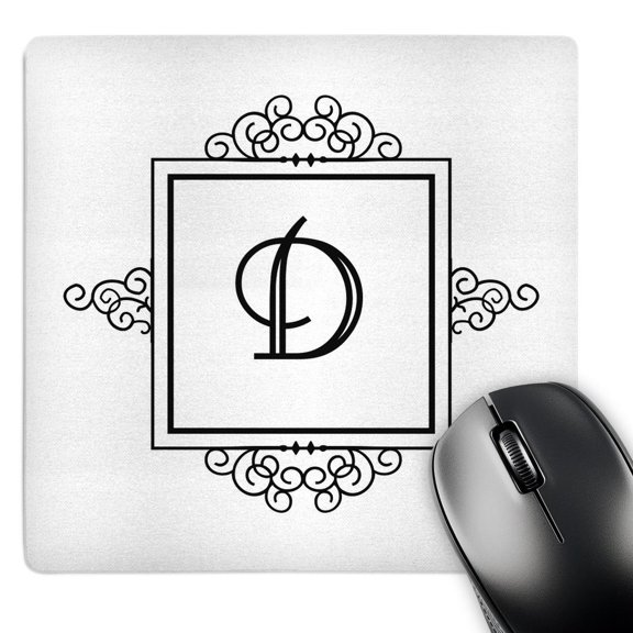 3dRose, Initial letter D personal monogrammed fancy black and white typography elegant stylish personalized, MousePad