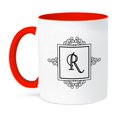 thumbnail image 1 of 3dRose, Initial letter R personal monogrammed fancy black and white typography elegant stylish personalized, 11oz Two-Tone Red Mug, 1 of 3