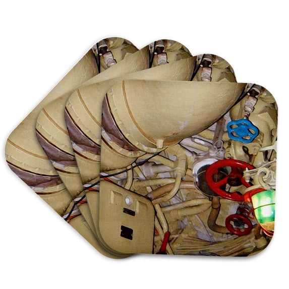 3drose, Insdie the Engine Room at the Queen Mary in California, Set of 4 Coasters - Soft