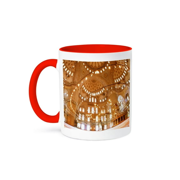3dRose, Inside A Beautiful Turkish Mosque, 11oz Two-Tone Red Mug