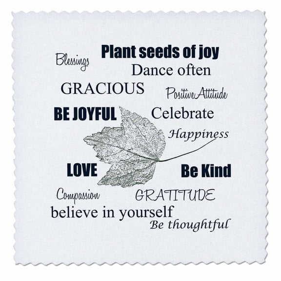 3dRose, Inspirational Typography Word Art with Leaf, 8x8 inch quilt square