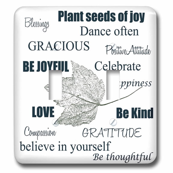 3dRose, Inspirational Typography Word Art with Leaf, double toggle switch