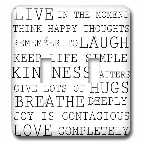 3dRose Inspirational Words Black and White Text - Double Toggle Switch