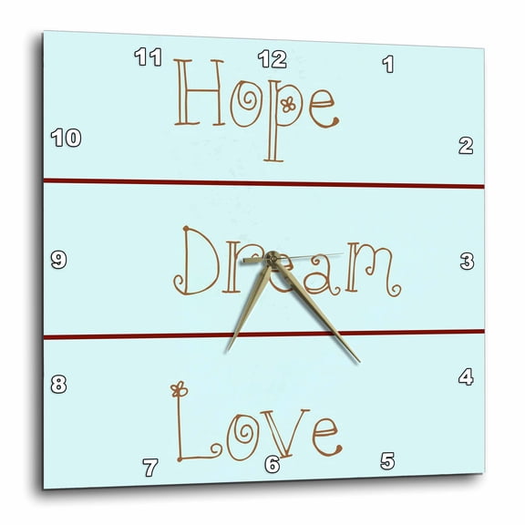 3drose, Inspired Hope, Dream, Love - Inspirational Word Art, 10x10 Wall Clock