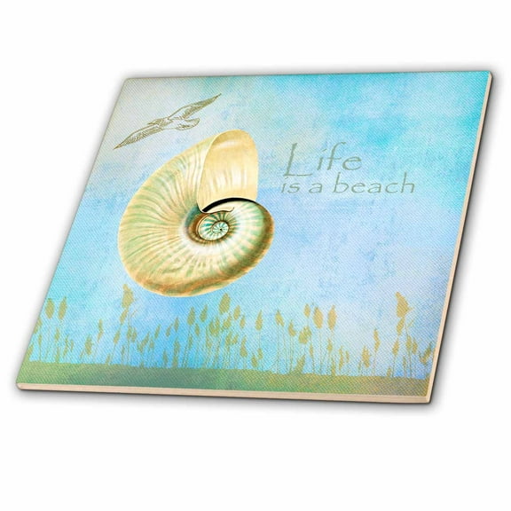 3dRose, Inspired Shell Beach Themed Art, 12 Inch Ceramic Tile