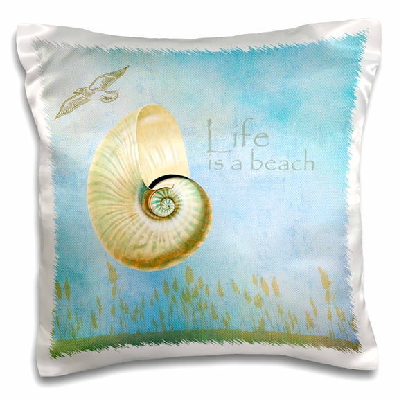 3drose, Inspired Shell Beach Themed Art, 16x16 inch Pillow Case