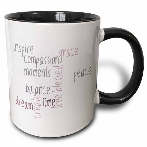 3drose, Inspiring Words, 15oz Two-tone Black Mug