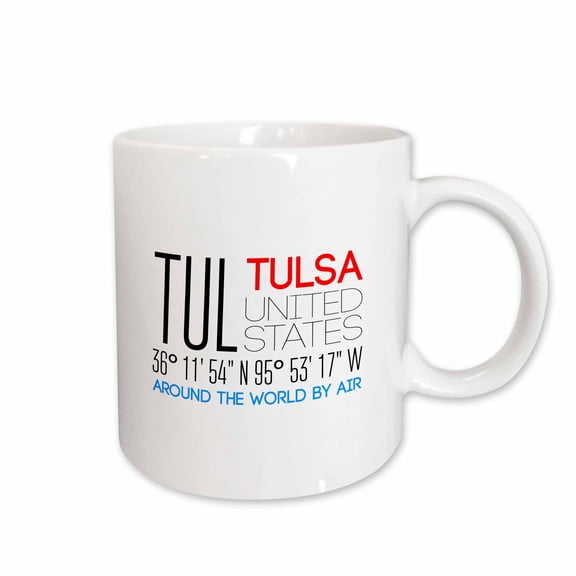 3drose, International Airport Code Tul, Tulsa, Oklahoma, United States, 11oz Mug