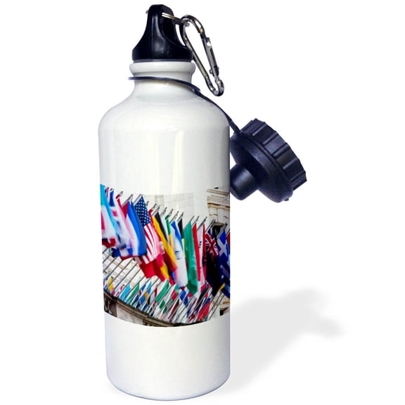 3dRose, International flags waving in the wind, San Francisco, California, USA, Flip Straw 21oz Water Bottle