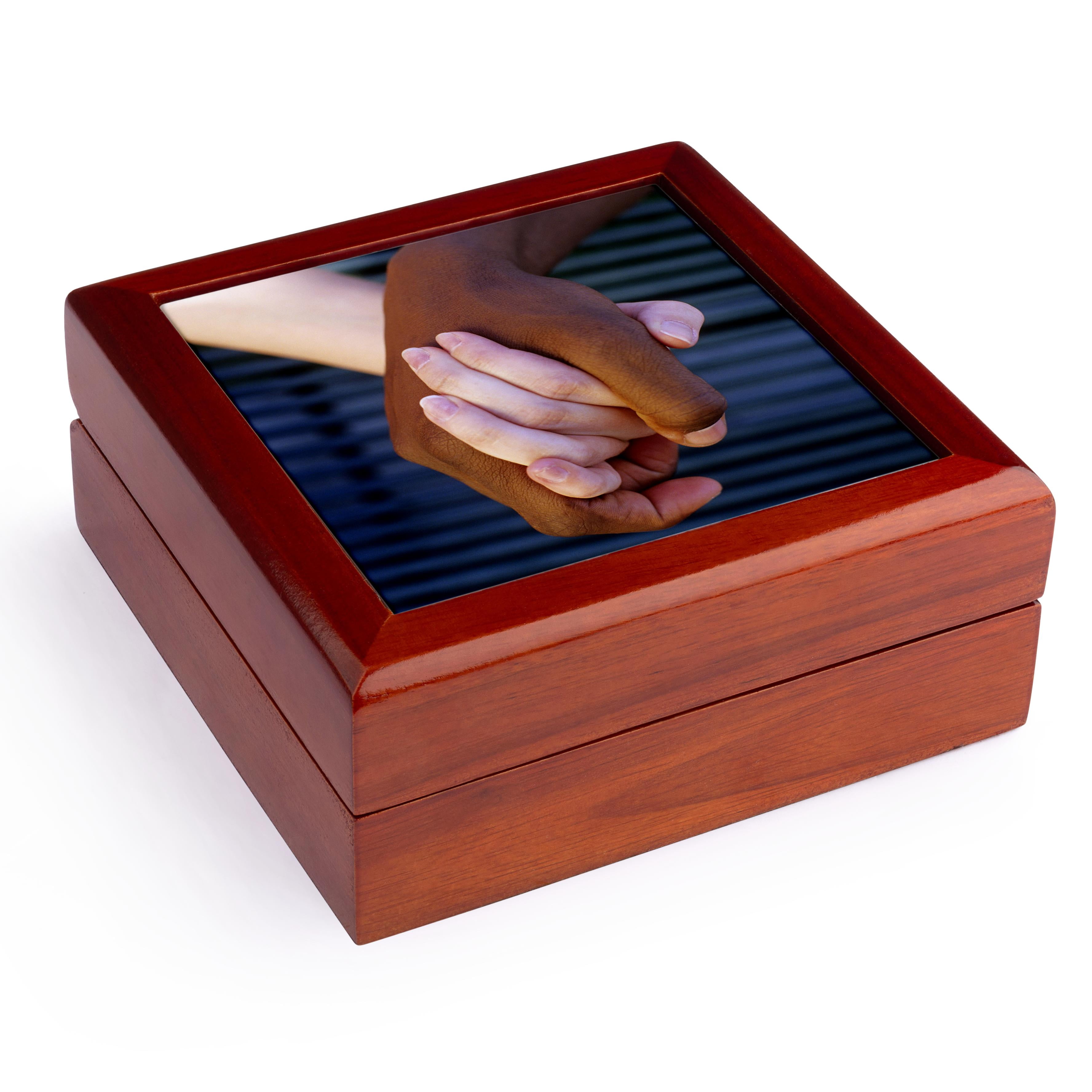 3dRose, Interracial couple holding hands, Love - LI07 DFR0070 - David R. Frazier, Jewelry Box 5.5x5.5 inch with 4 inch tile