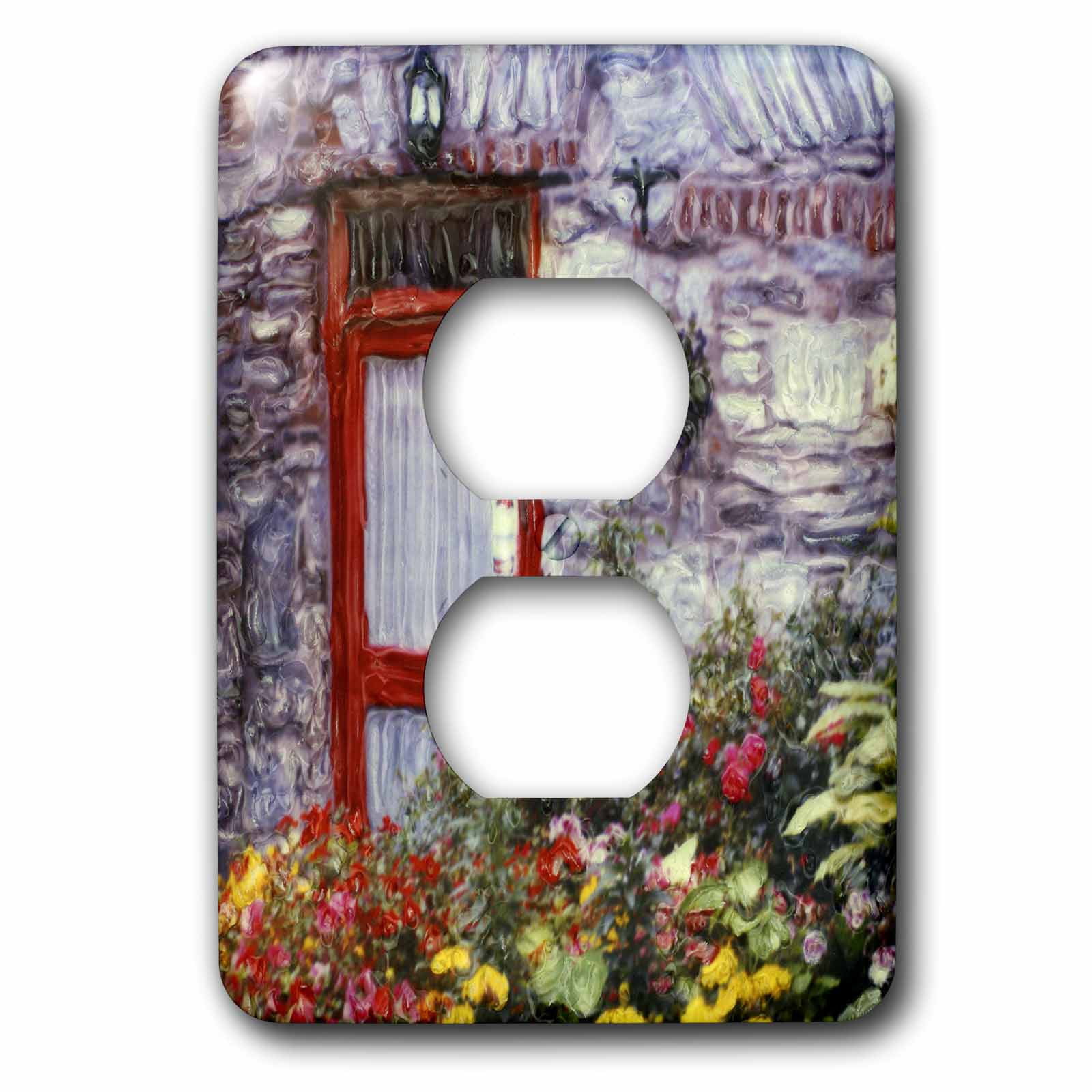 3dRose, Ireland, Clifton, Flowers, Polaroid Manipulation - EU15 JLO0001 - Joan Loeken, 2 plug outlet cover