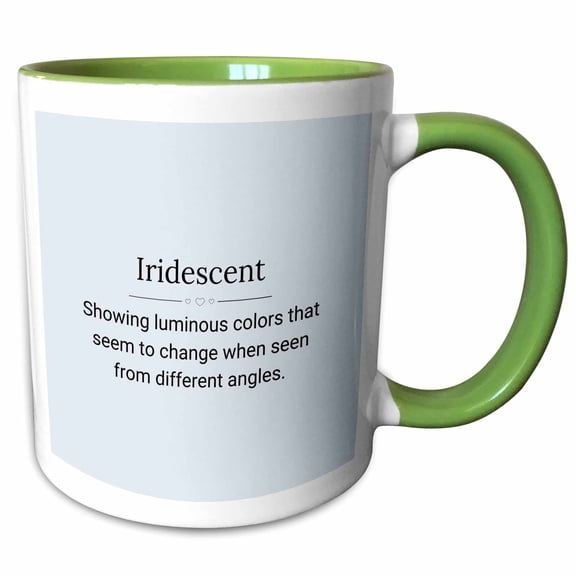 3drose, Iridescent and Its Meaning Typography, 11oz Two-tone Green Mug