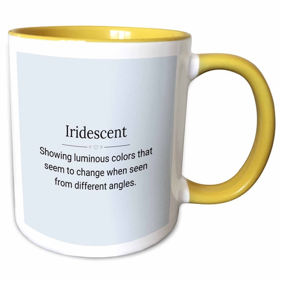 3drose, Iridescent and Its Meaning Typography, 11oz Two-tone Yellow Mug