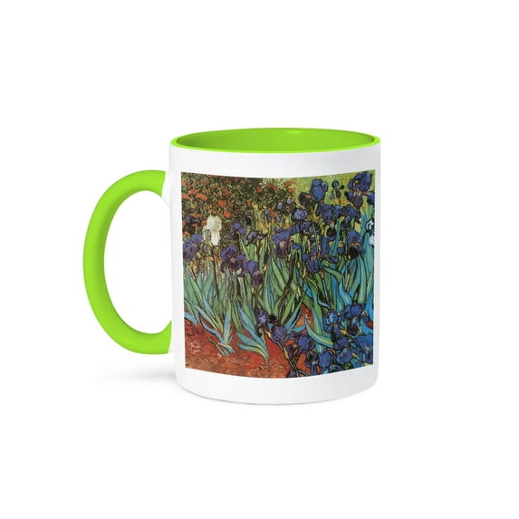 3dRose, Irises by Vincent Van Gogh, 11oz Two-Tone Green Mug