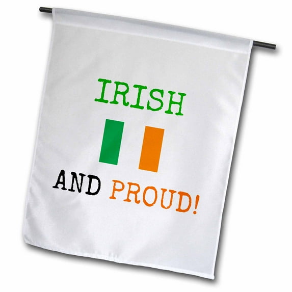 3dRose, Irish and proud, green and orange letters with picture of Ireland flag, 12 x 18 inch Garden Flag