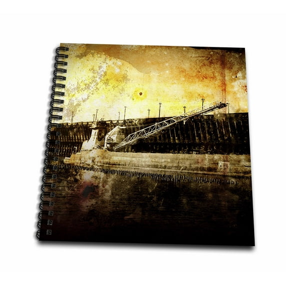 3dRose, Iron Ore Freighter grunge styled photograph of an iron ore freighter ship in dock, Drawing Book 8 x 8 inch