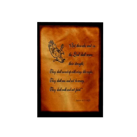 3dRose, Isaiah 40 31 Bible verse with eagle engraved into a copper background , 15x22 Hand Towel