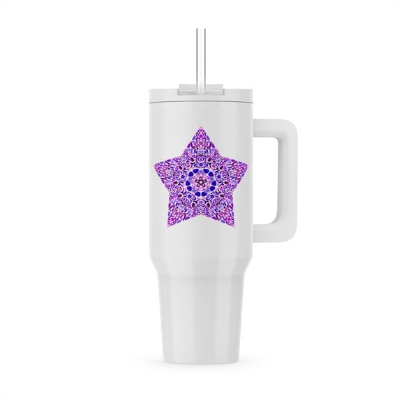 Isolated Abstract Colorful Floral Ornament Star Shape, 30oz Tumbler
