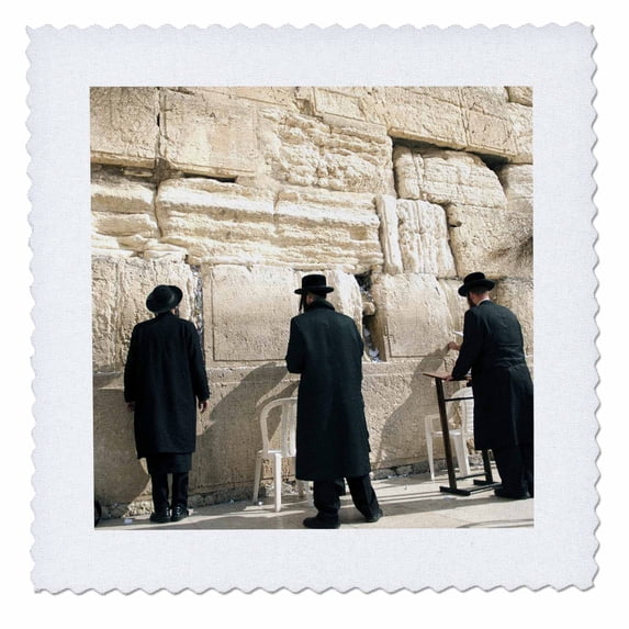 3dRose, Israel, Jerusalem, Orthodox men pray, Western Wall - AS14 DNY0031 - David Noyes, 14x14 inch quilt square