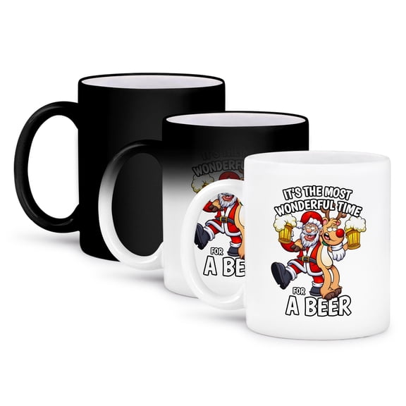 3dRose, It is the most wonderful time for a Beer Funny Christmas Quote, 11oz Magic Transforming Mug