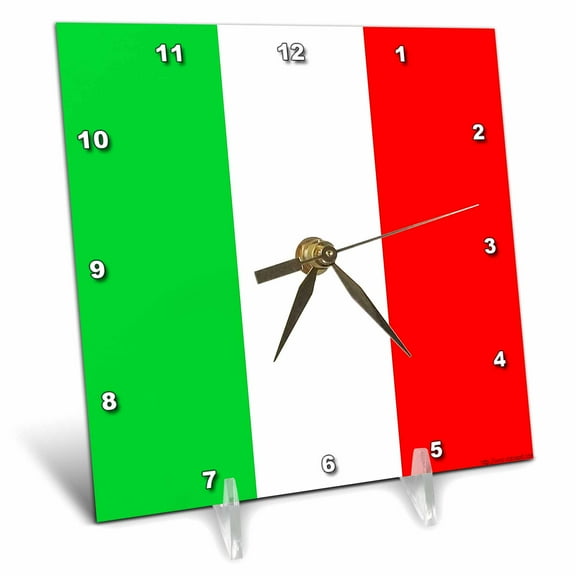 3dRose, Italian Flag, 6x6 Desk Clock