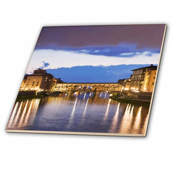 3dRose, Italy, Florence, Arno River, Ponte Vecchio bridge - EU16 BJA0483 - Jaynes Gallery, 12 Inch Ceramic Tile