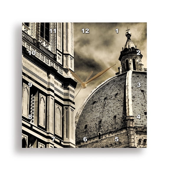 3dRose, Italy, Florence. Infrared photo of Florence and duomo, 15x15 Wall Clock