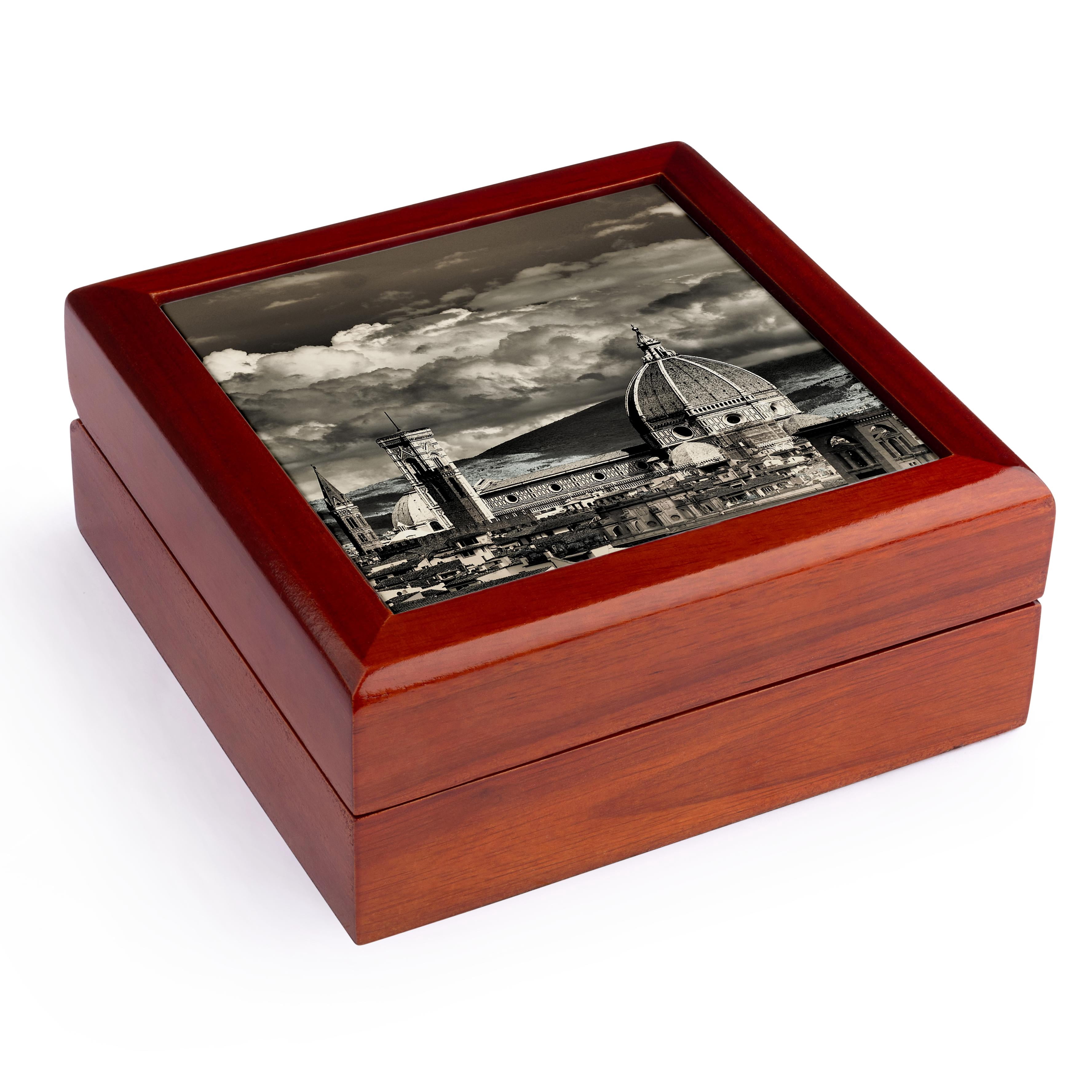 3dRose, Italy, Florence. Infrared view of Florence and Duomo, Jewelry Box 5.5x5.5 inch with 4 inch tile