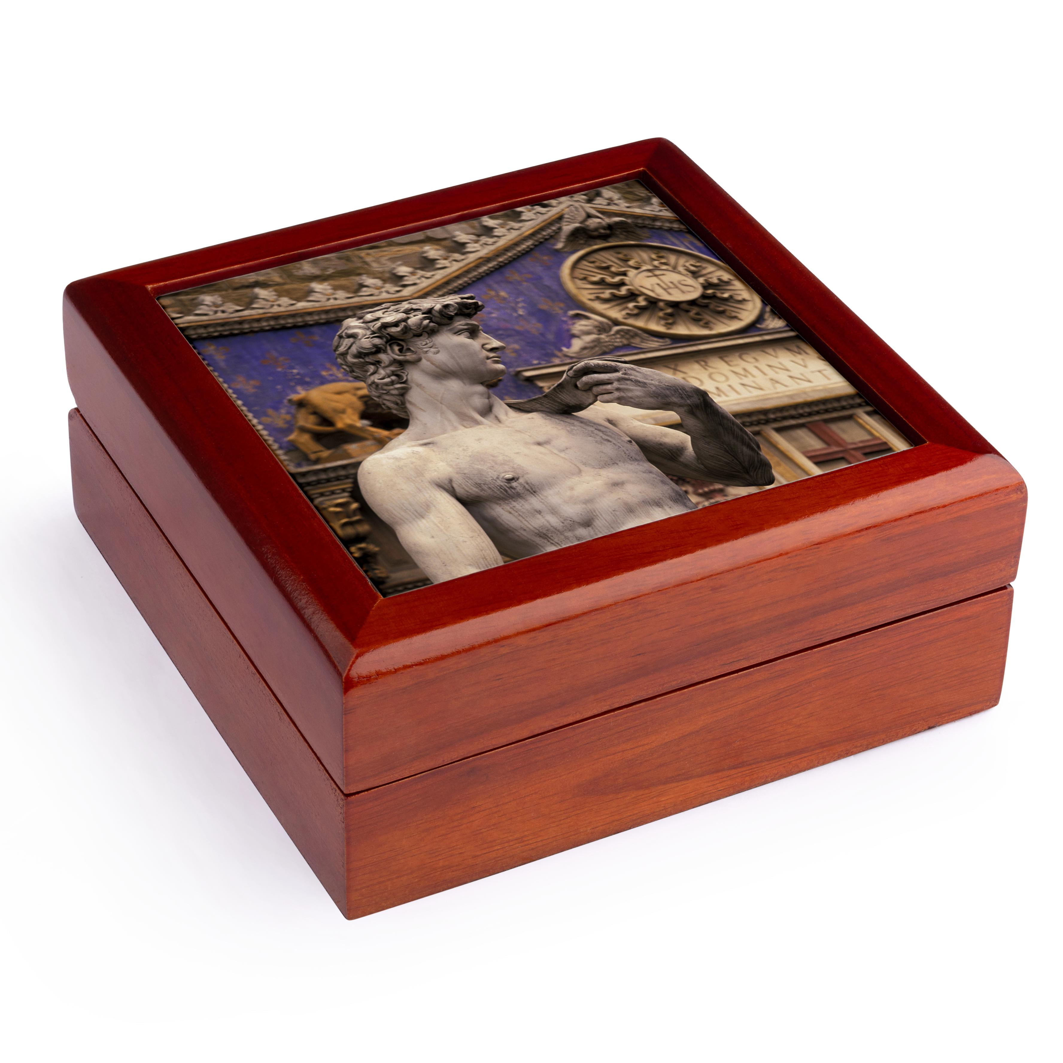 3dRose, Italy, Florence, Piazza della Signoria, David - EU16 WBI3102 - Walter Bibikow, Jewelry Box 5.5x5.5 inch with 4 inch tile