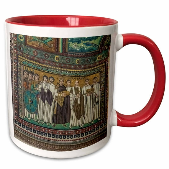 3drose, Italy, Ravenna, Basilica of San Vitale Mosaic, 15oz Two-tone Red Mug