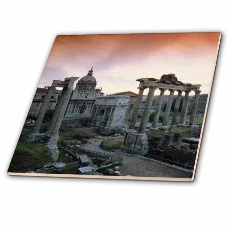 3dRose, Italy, Rome, Piazza del Campidoglio. Roman Forum at dawn. , 8 Inch Ceramic Tile
