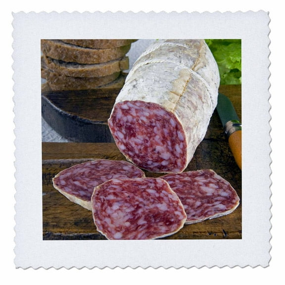 3dRose, Italy, Tuscany, Cuisines, tuscan salame - EU16 NTO0102 - Nico Tondini, 8x8 inch quilt square