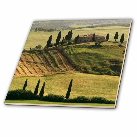 3dRose, Italy, Tuscany, Valdorcia, Farmhouse at San Quirico dOrcia , 4 Inch Ceramic Tile