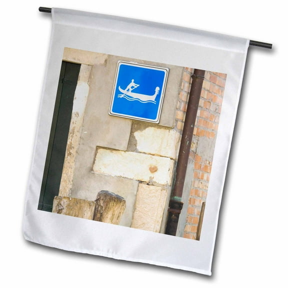 3dRose, Italy, Venice, Sign Marking Gondolier Crossing - EU16 TEG0220 - Terry Eggers, 12 x 18 inch Garden Flag