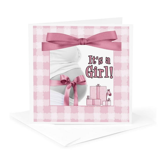 3dRose, Its A Girl Pink Maternity, 1 Greeting Card with envelope