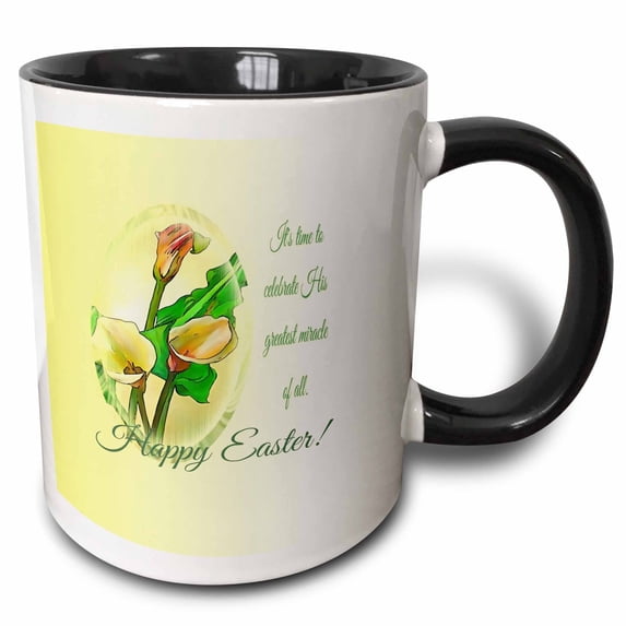 3drose, Its Time to Celebrate His Greatest Miracle of All Happy Easter, 11oz Two-tone Black Mug