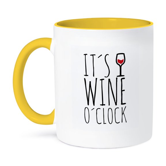 3dRose, Its Wine o Clock, 11oz Two-Tone Yellow Mug