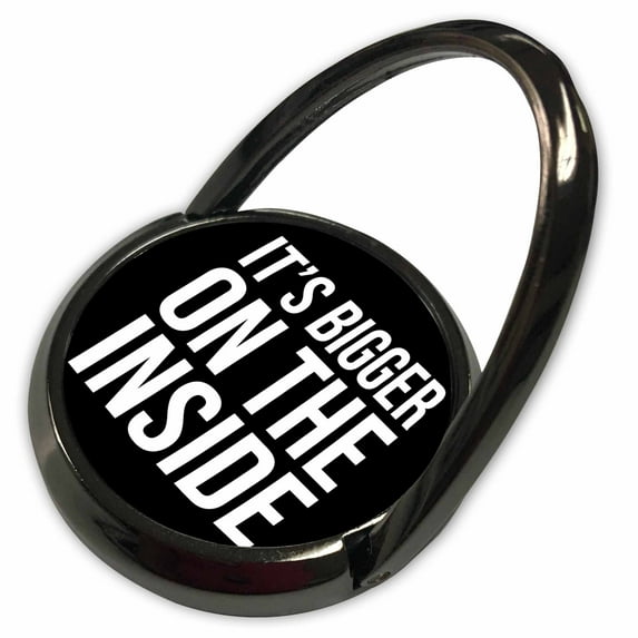 3dRose, Its bigger on the inside. White lettering on black background., Phone Ring