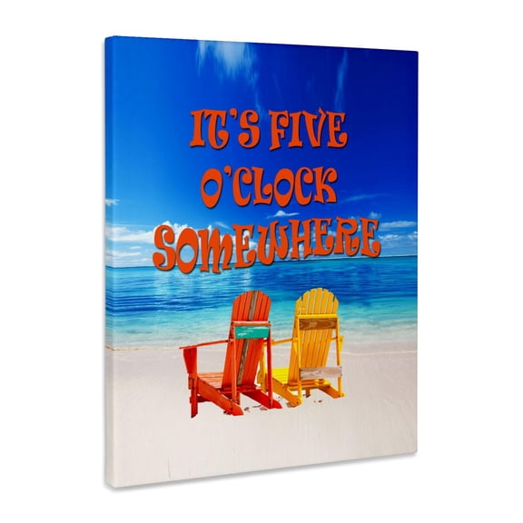 3dRose, Its five oclock somewhere. Beach. Fun. Good times., Museum Grade Canvas Wrap 8x10