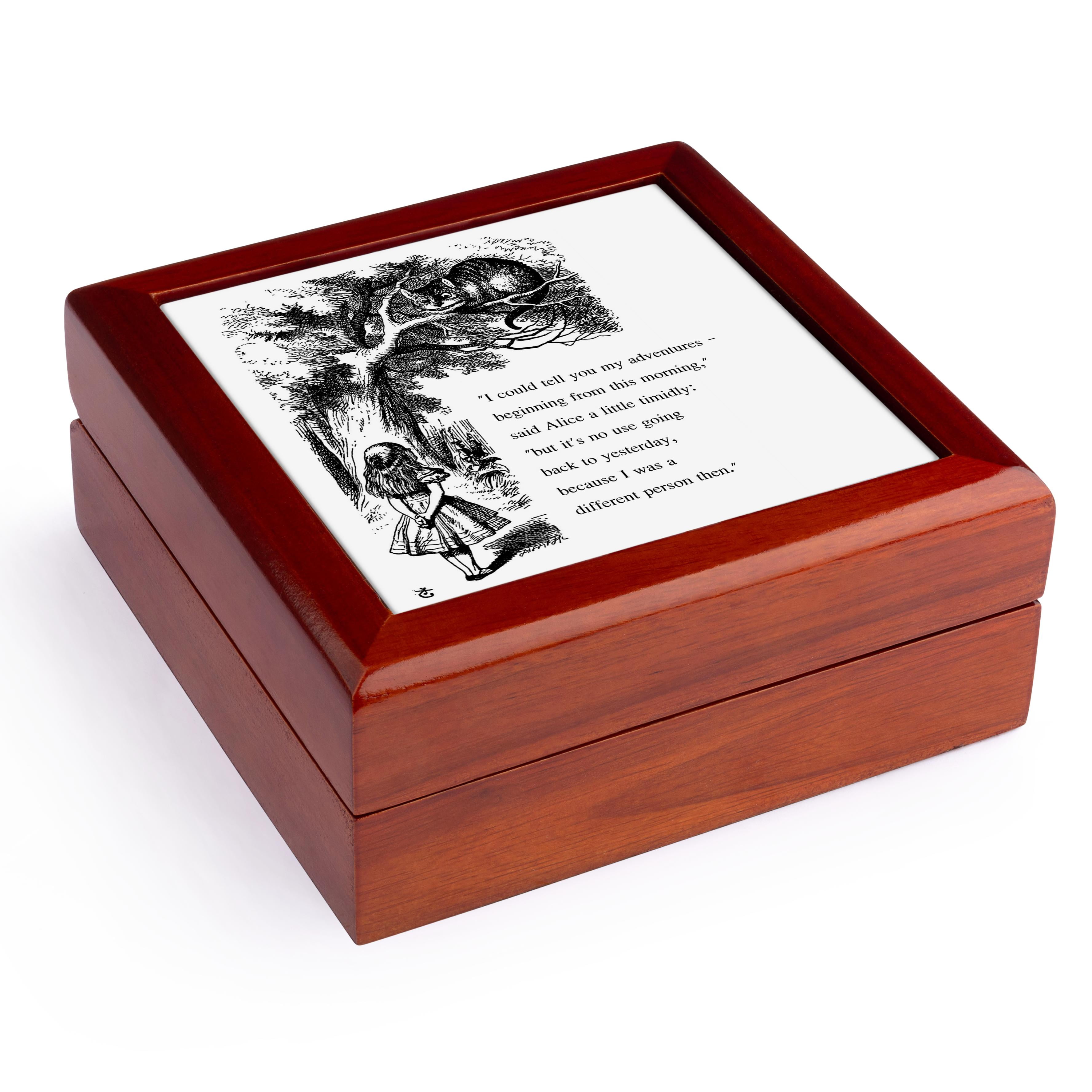 3dRose, Its no use going back to yesterday - I was a different person then, Jewelry Box 5.5x5.5 inch with 4 inch tile