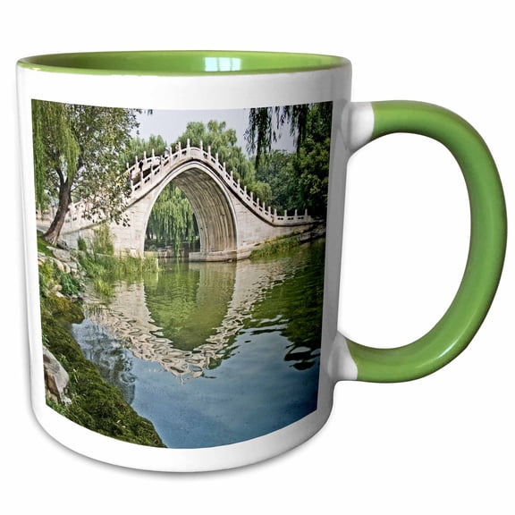 3drose, Jade Belt Bridge, 11oz Two-tone Green Mug