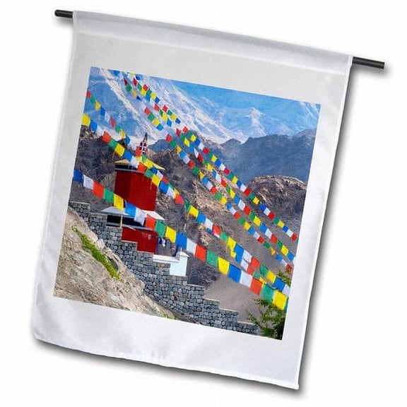 3dRose, Jammu and Kashmir, Ladakh, prayer flags at Thiksey Monastery, 18 x 27 inch Garden Flag